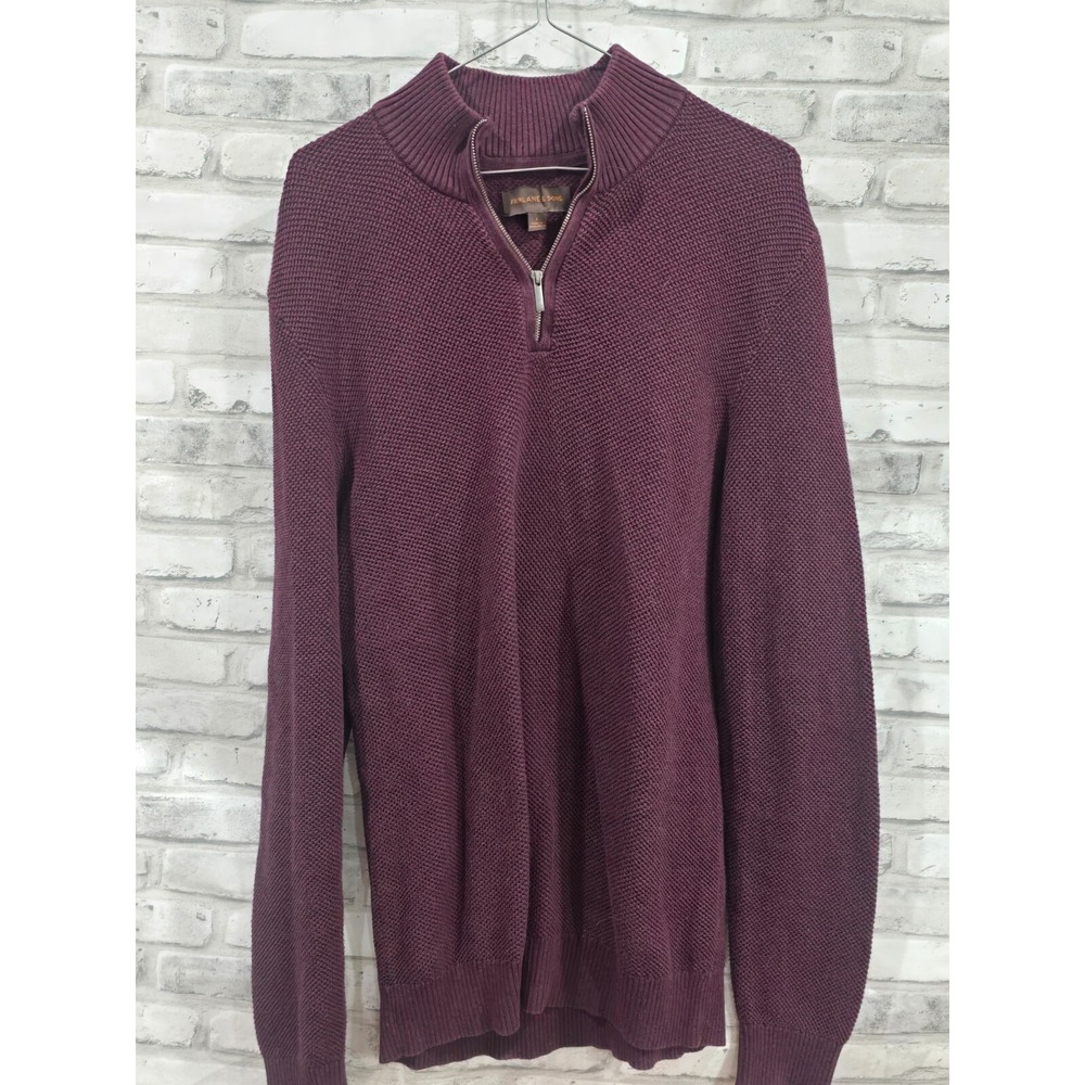 Fairlane Sons Knit Waffle Sweater Burgundy 100%‎ Cotton 1/4 zip Heavy
